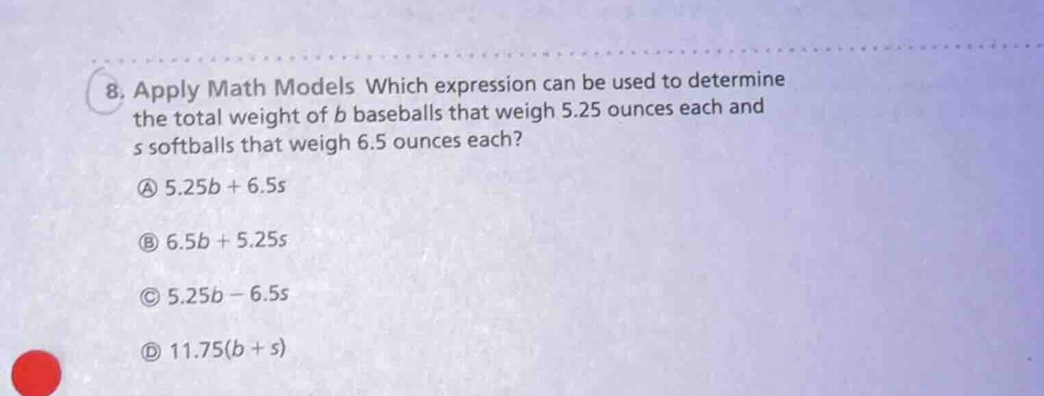 8. apply math models which expression can be used to determine the tota…