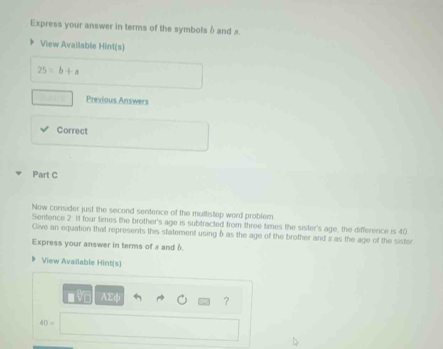 express your answer in terms of the symbols b and s. view available hin…