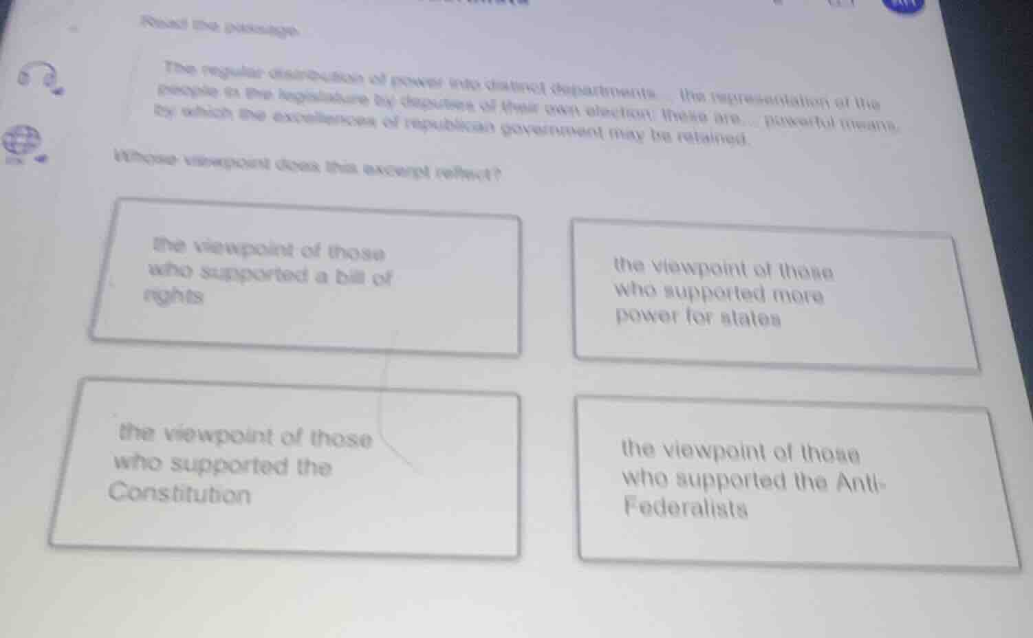 read the passage the regular distribution of powers into distinct depar…