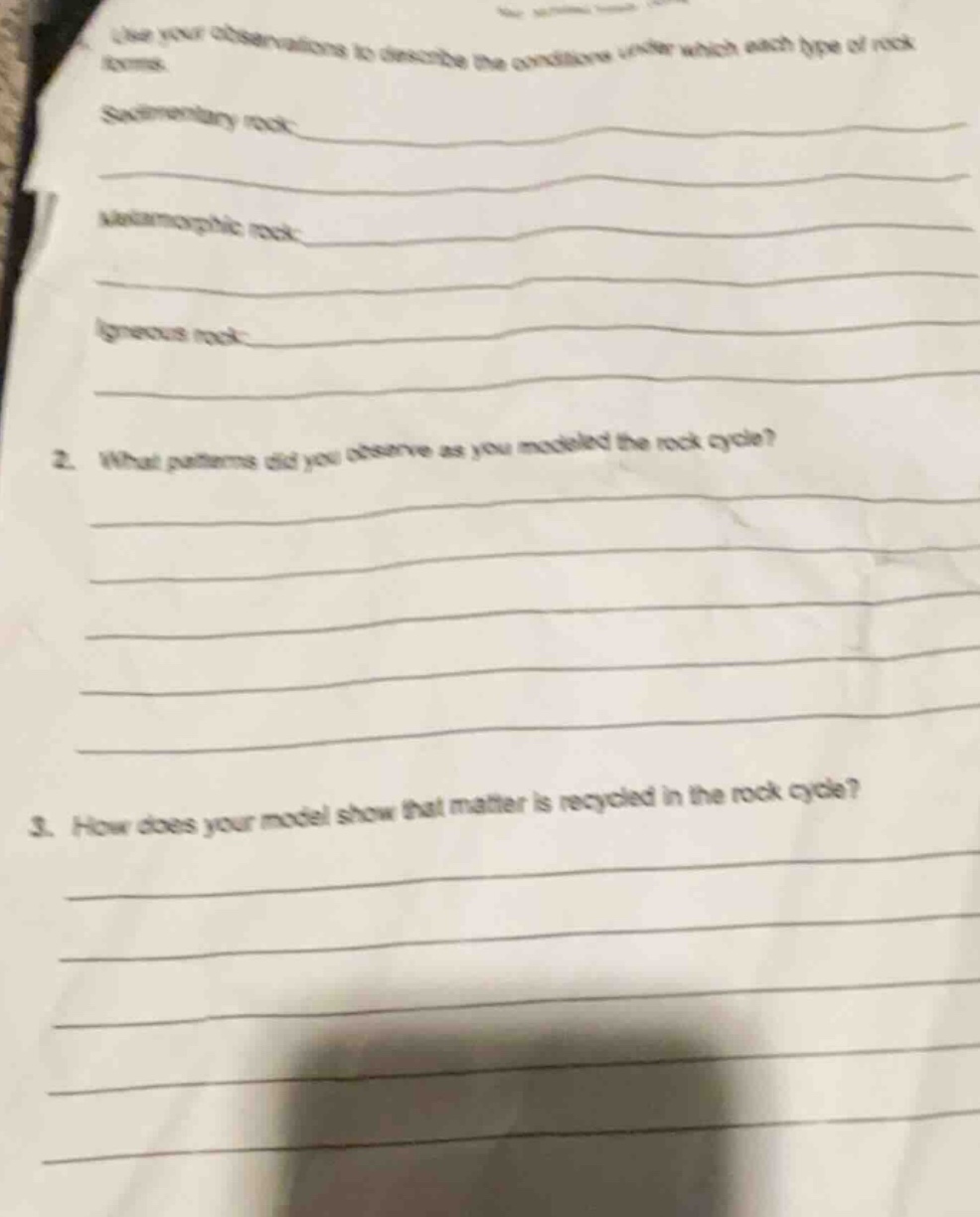 1. use your observations to describe the conditions under which each ty…