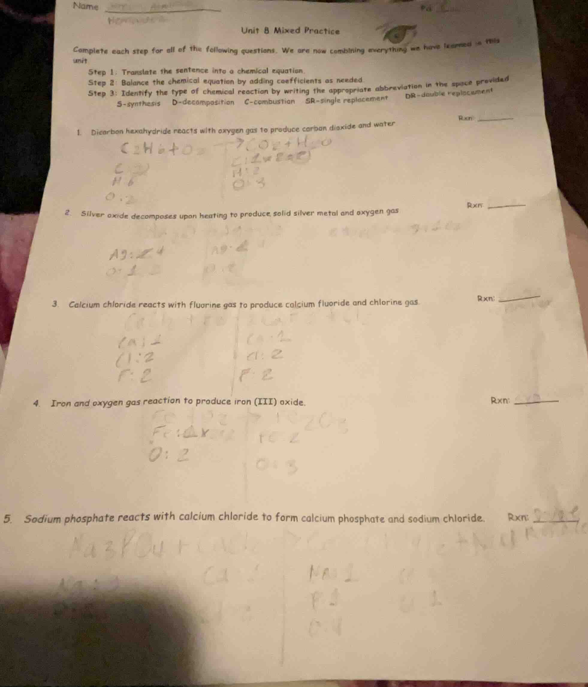 name homework unit 8 mixed practice complete each step for all of the f…