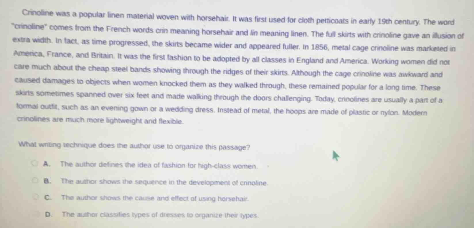 crinoline was a popular linen material woven with horsehair. it was fir…