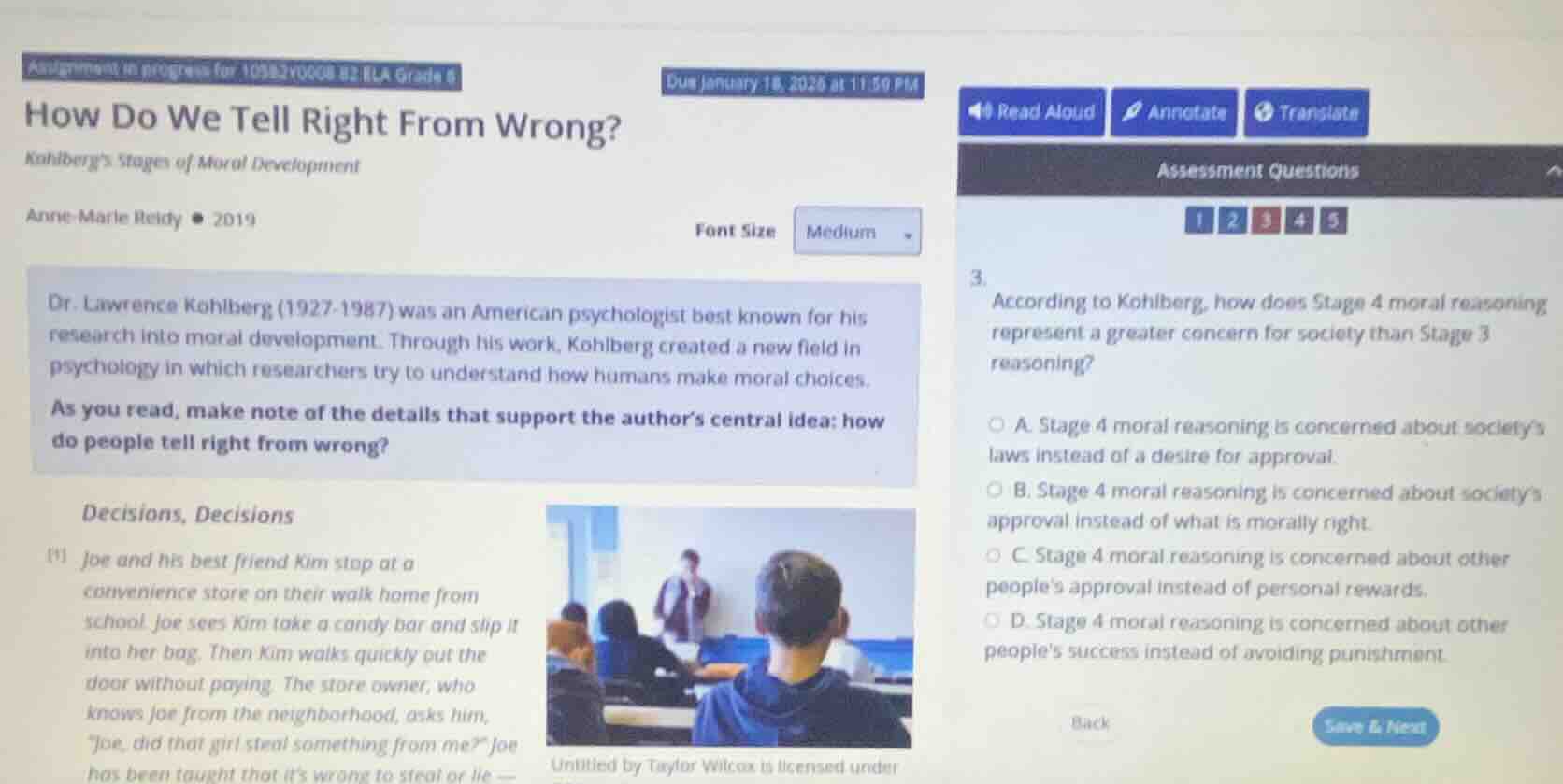 assignment in progress for 10932y0008 82 ela grade 6 due january 18, 20…