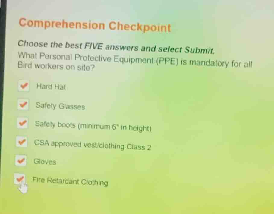 comprehension checkpoint choose the best five answers and select submit…