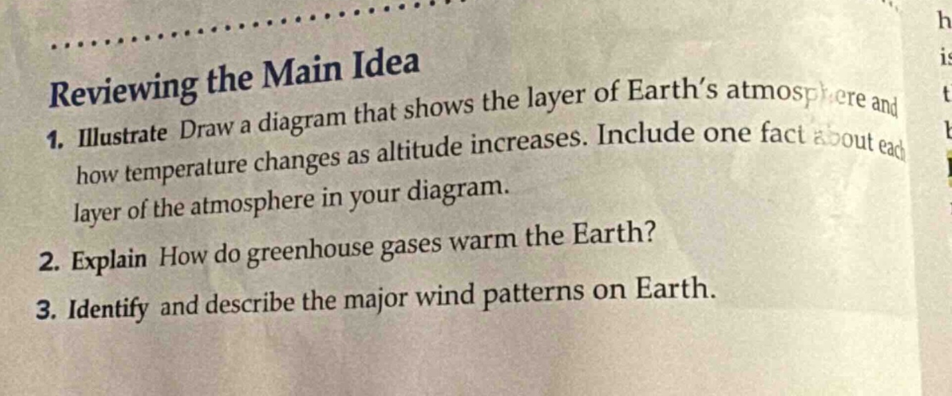 reviewing the main idea 1. illustrate draw a diagram that shows the lay…