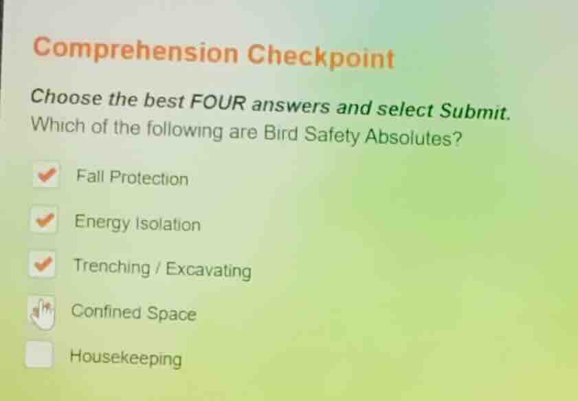 comprehension checkpoint choose the best four answers and select submit…