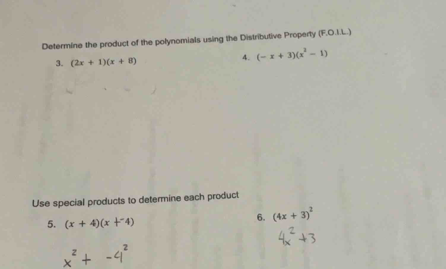 determine the product of the polynomials using the distributive propert…
