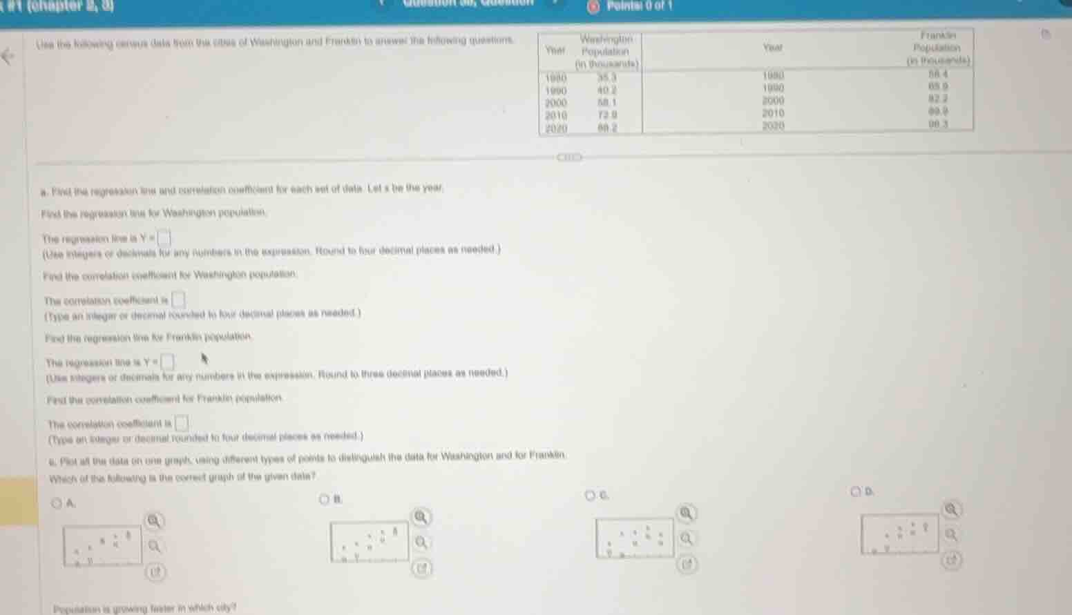 use the following census data from the cities of washington and frankli…