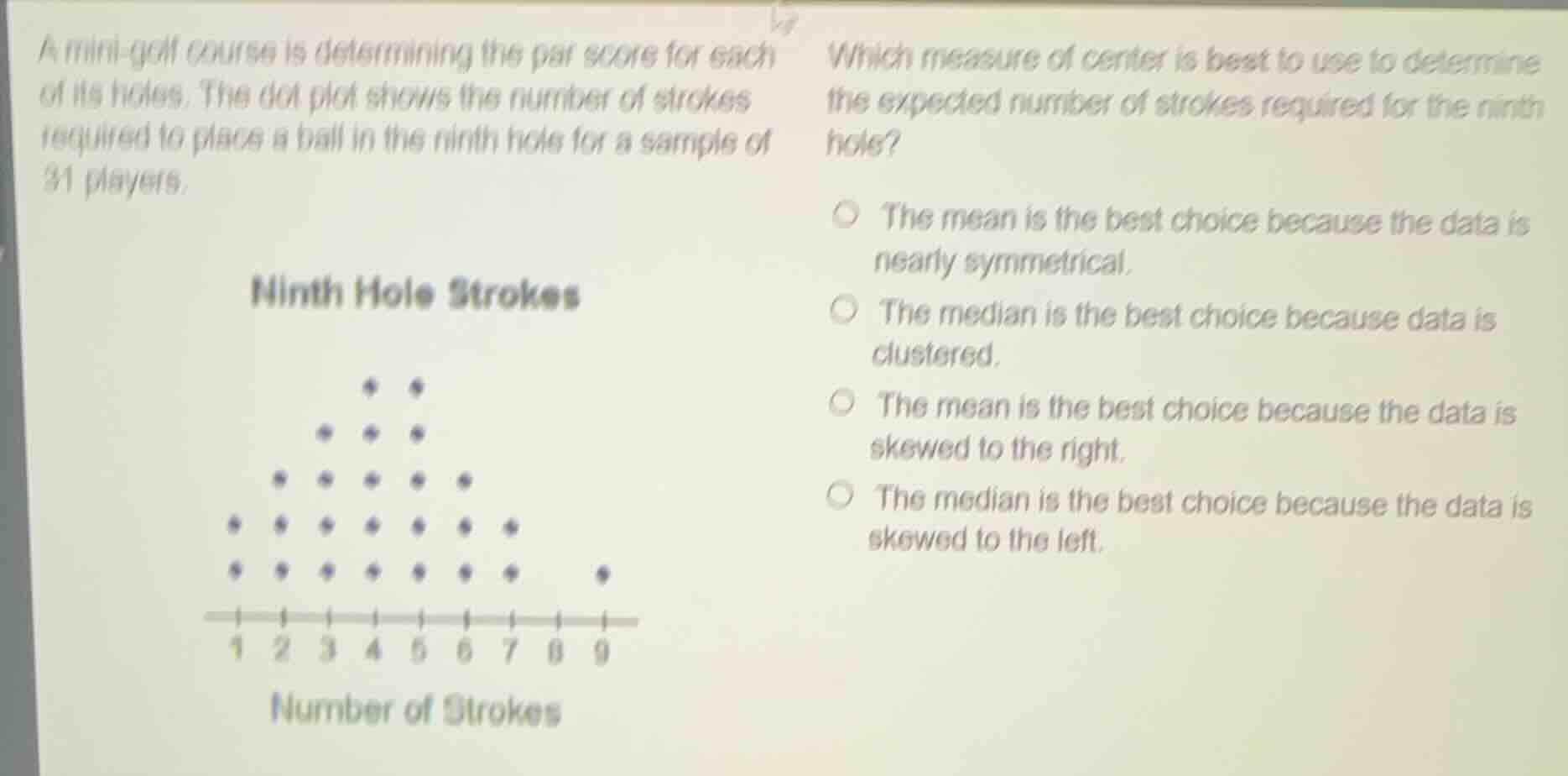 a mini - golf course is determining the par score for each of its holes…
