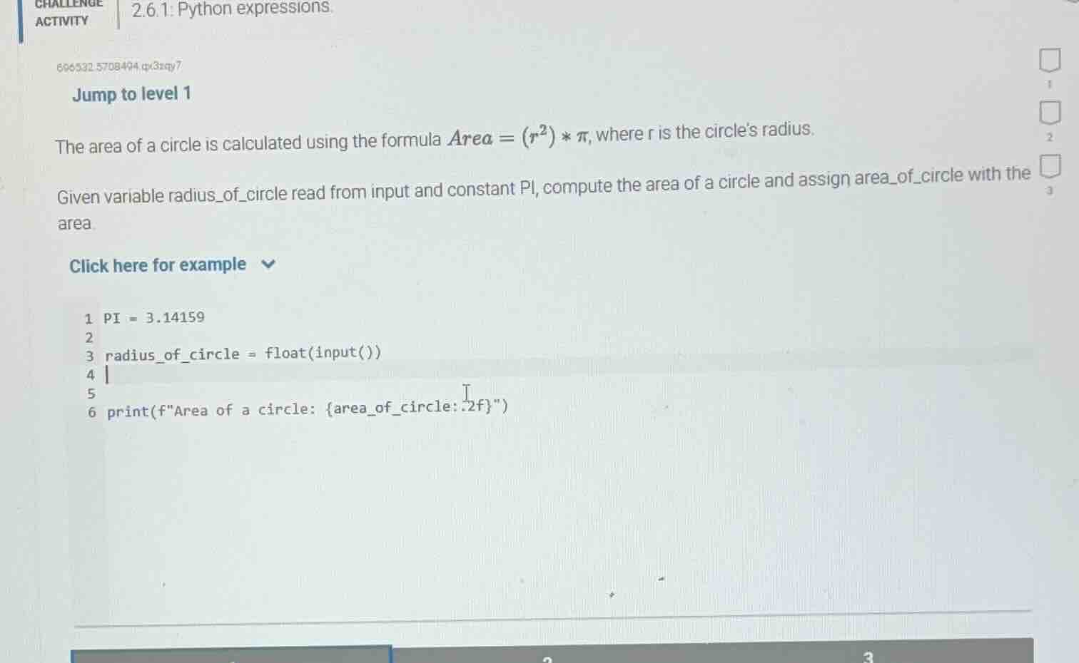 challenge activity 2.6.1: python expressions. 696532_5708404_qx3sq7 jum…