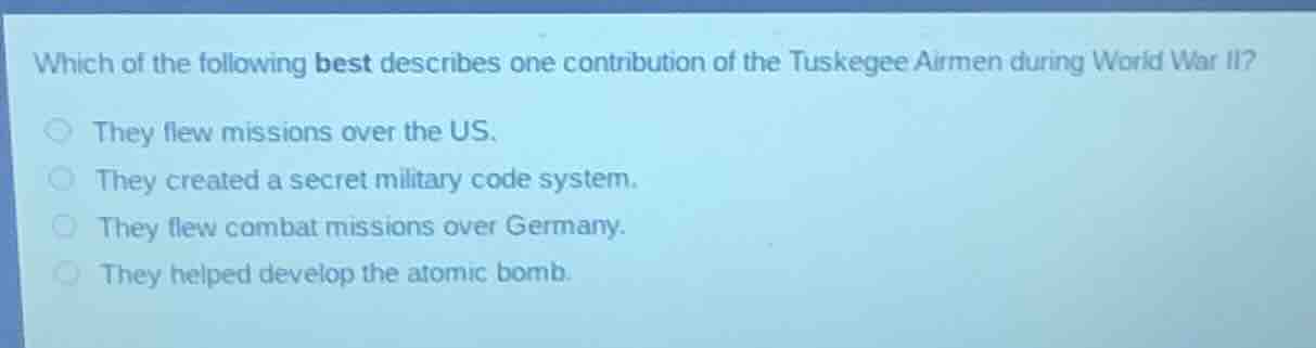 which of the following best describes one contribution of the tuskegee …