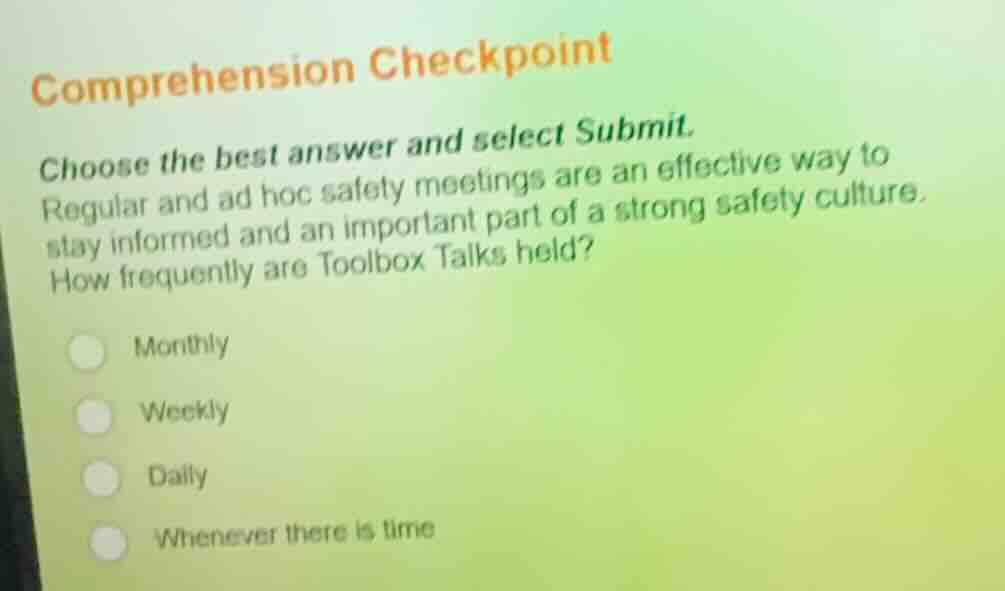 comprehension checkpoint choose the best answer and select submit. regu…