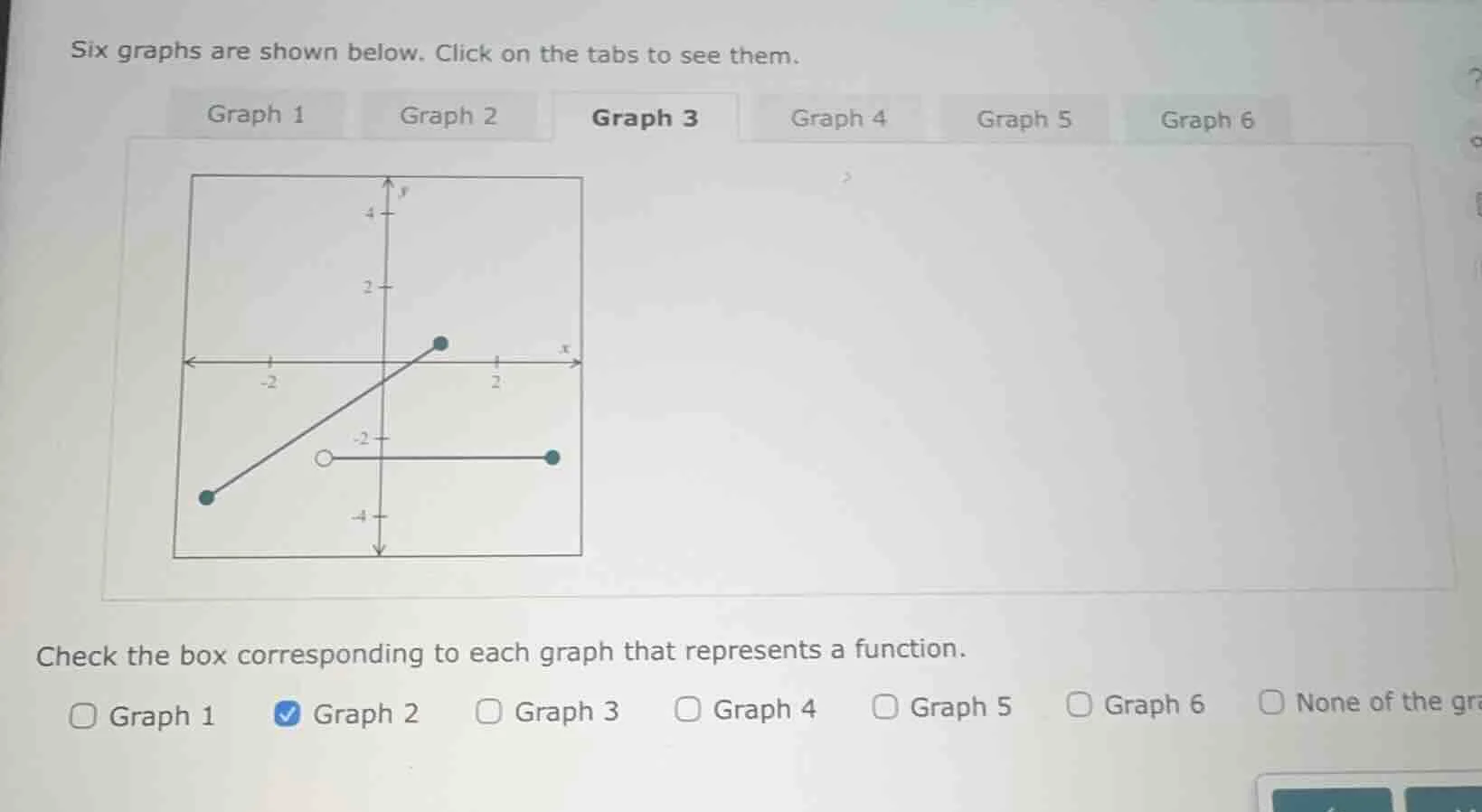 six graphs are shown below. click on the tabs to see them. graph 1 grap…