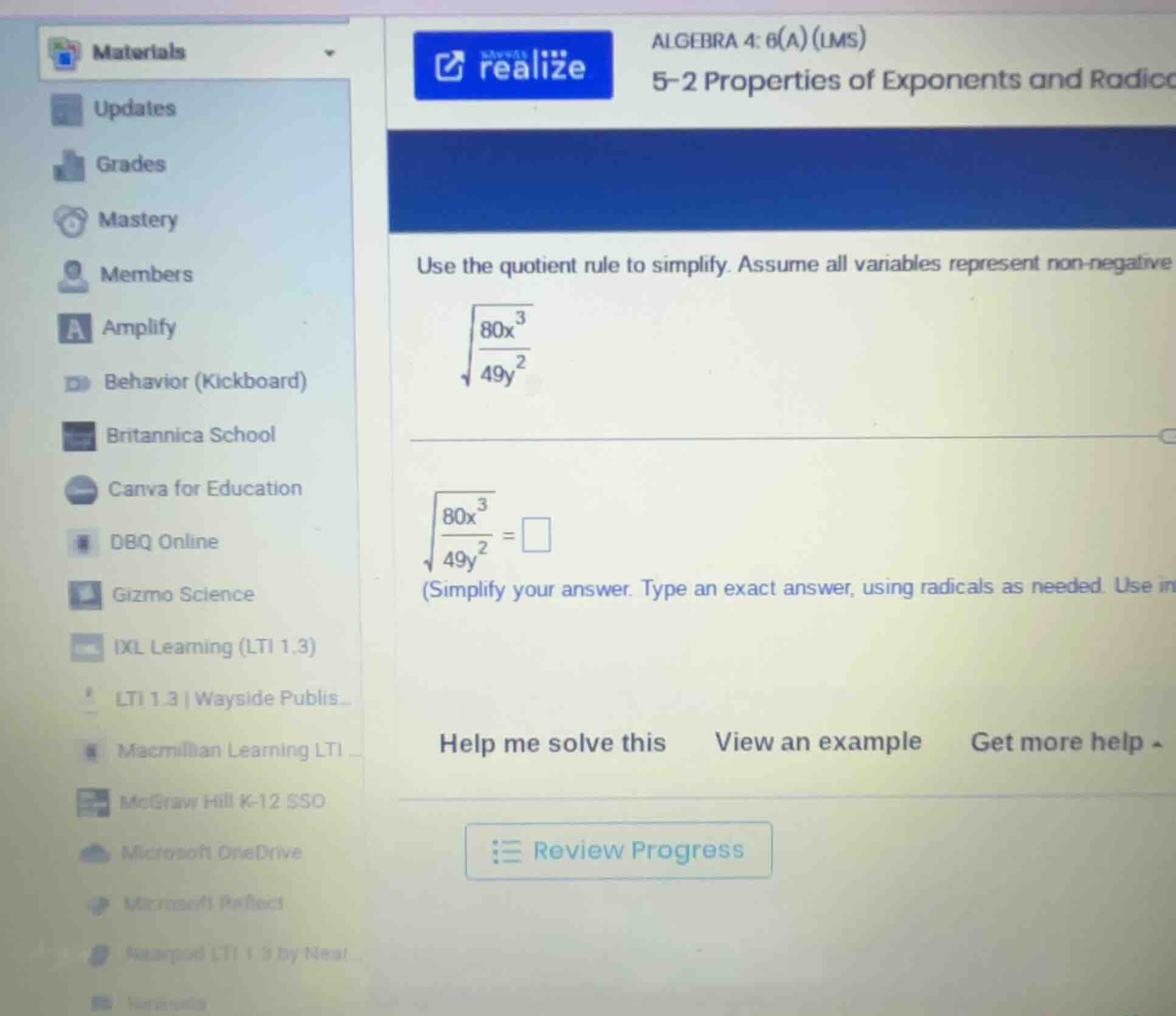 use the quotient rule to simplify. assume all variables represent non -…