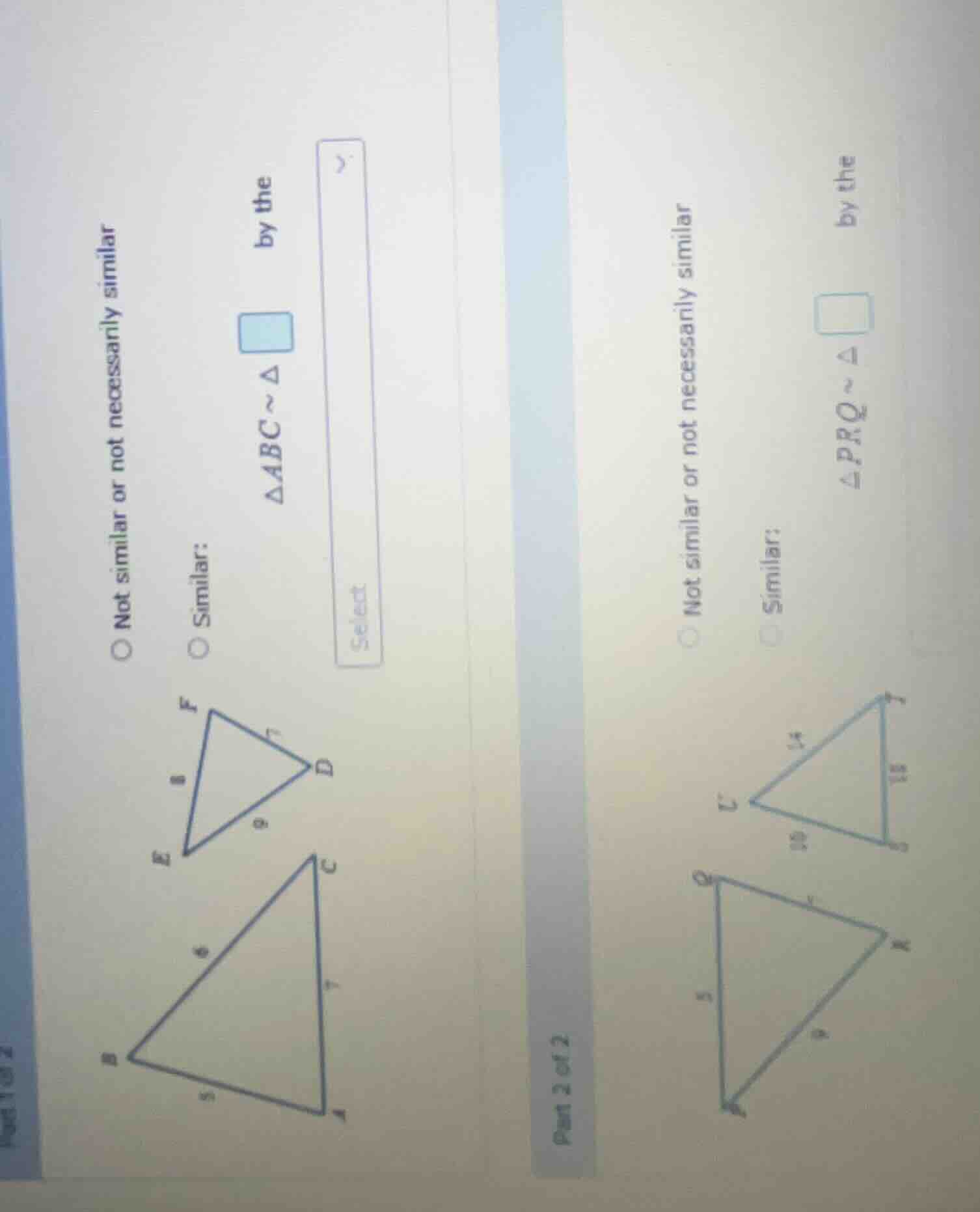 not similar or not necessarily similar ○ not similar ○ similar: △abc ~ …