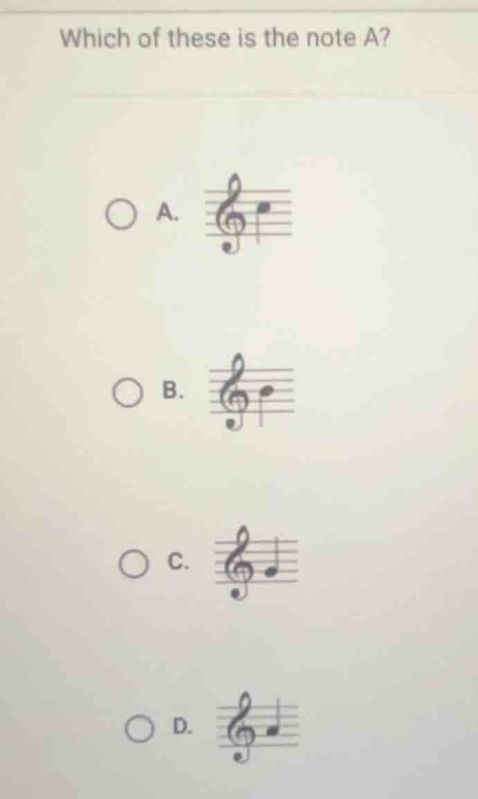which of these is the note a? a. b. c. d.