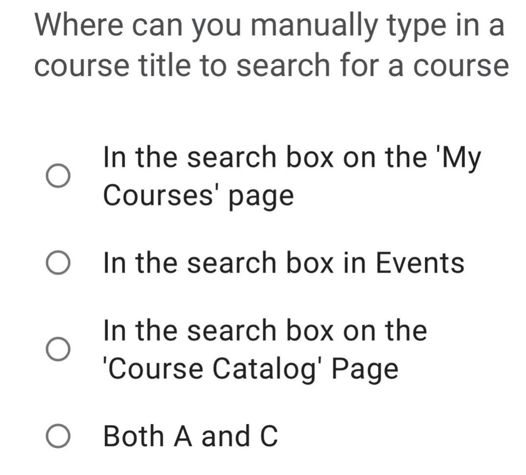 where can you manually type in a course title to search for a course in…