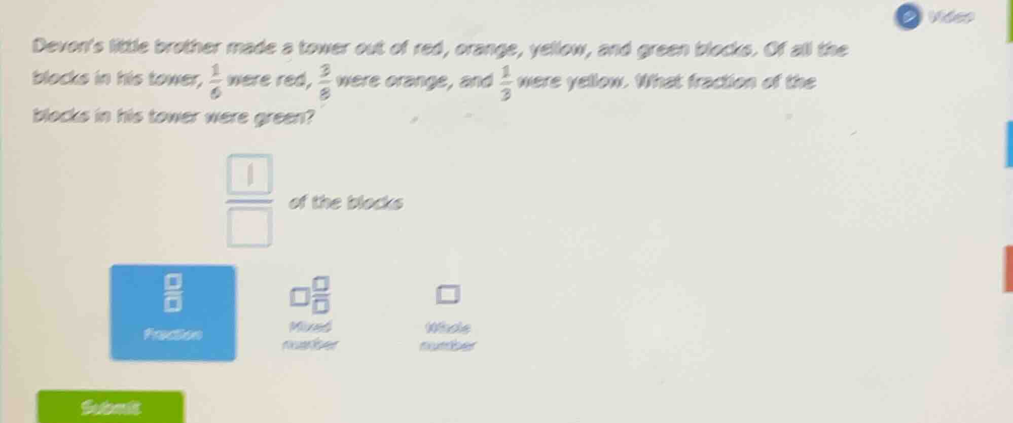 devons little brother made a tower out of red, orange, yellow, and gree…