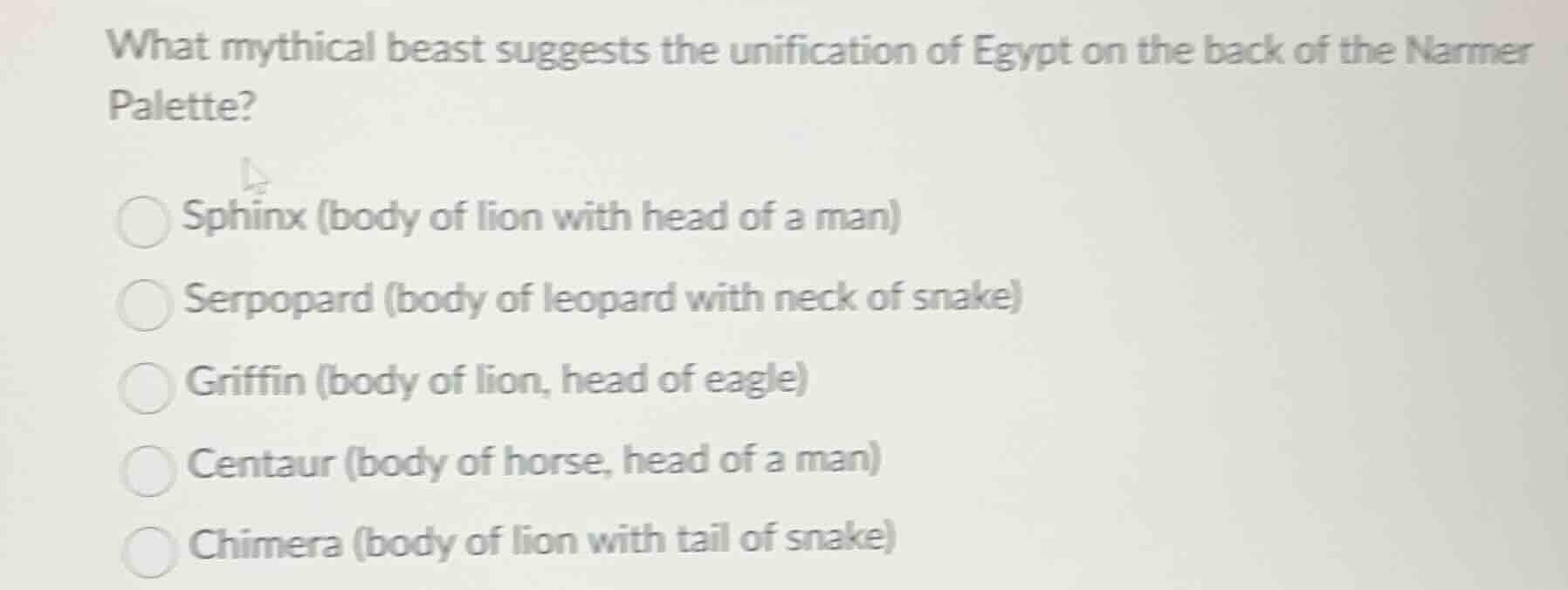 what mythical beast suggests the unification of egypt on the back of th…
