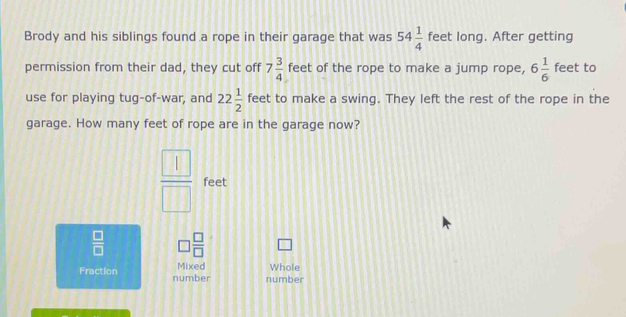 brody and his siblings found a rope in their garage that was $54\\frac{…