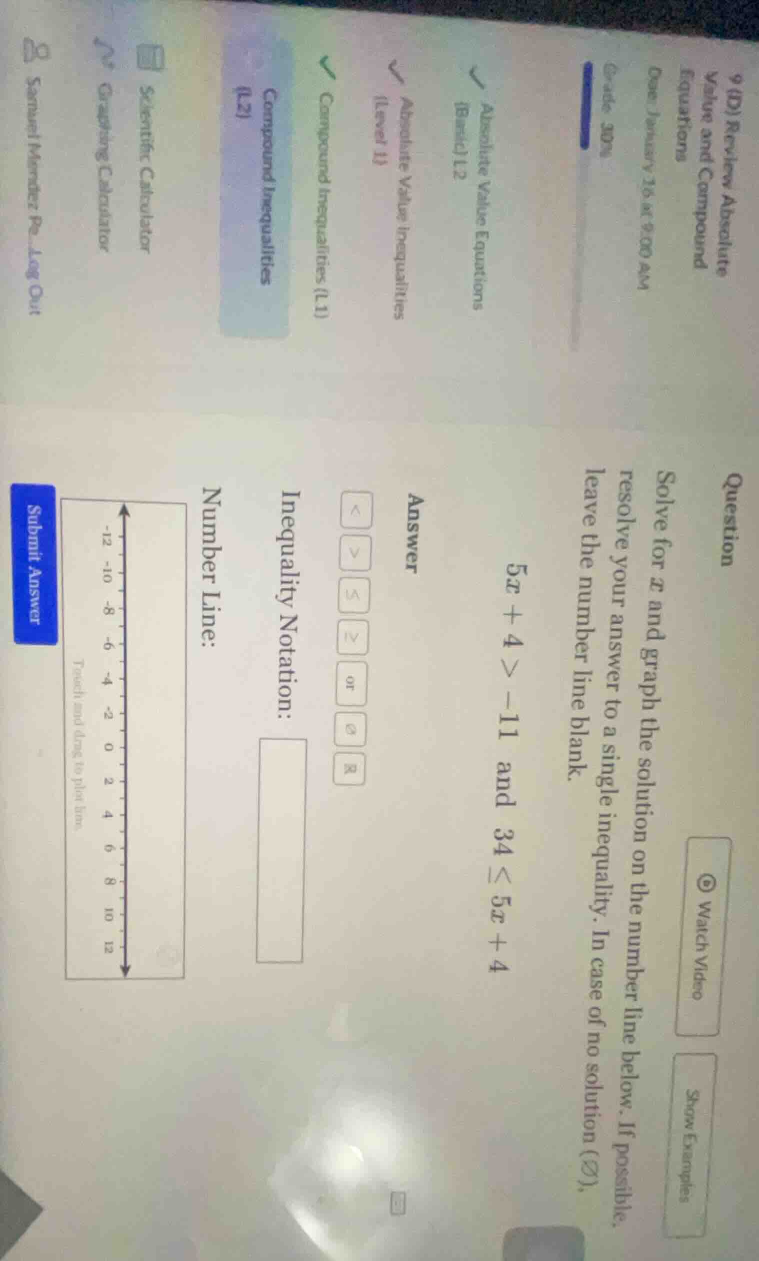 question solve for x and graph the solution on the number line below. i…