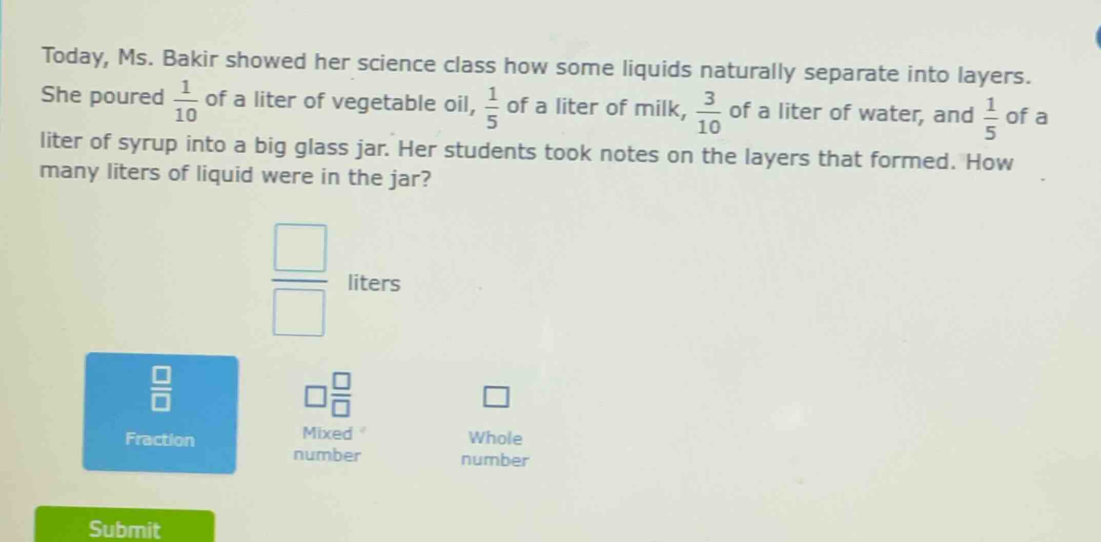 today, ms. bakir showed her science class how some liquids naturally se…