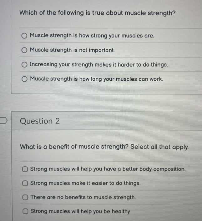 which of the following is true about muscle strength? ○ muscle strength…