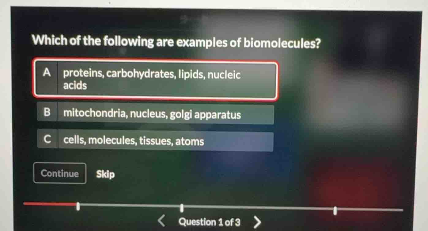 which of the following are examples of biomolecules? a proteins, carboh…