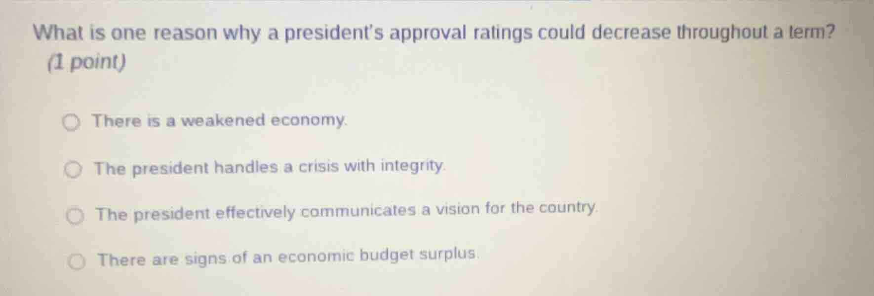 what is one reason why a president’s approval ratings could decrease th…