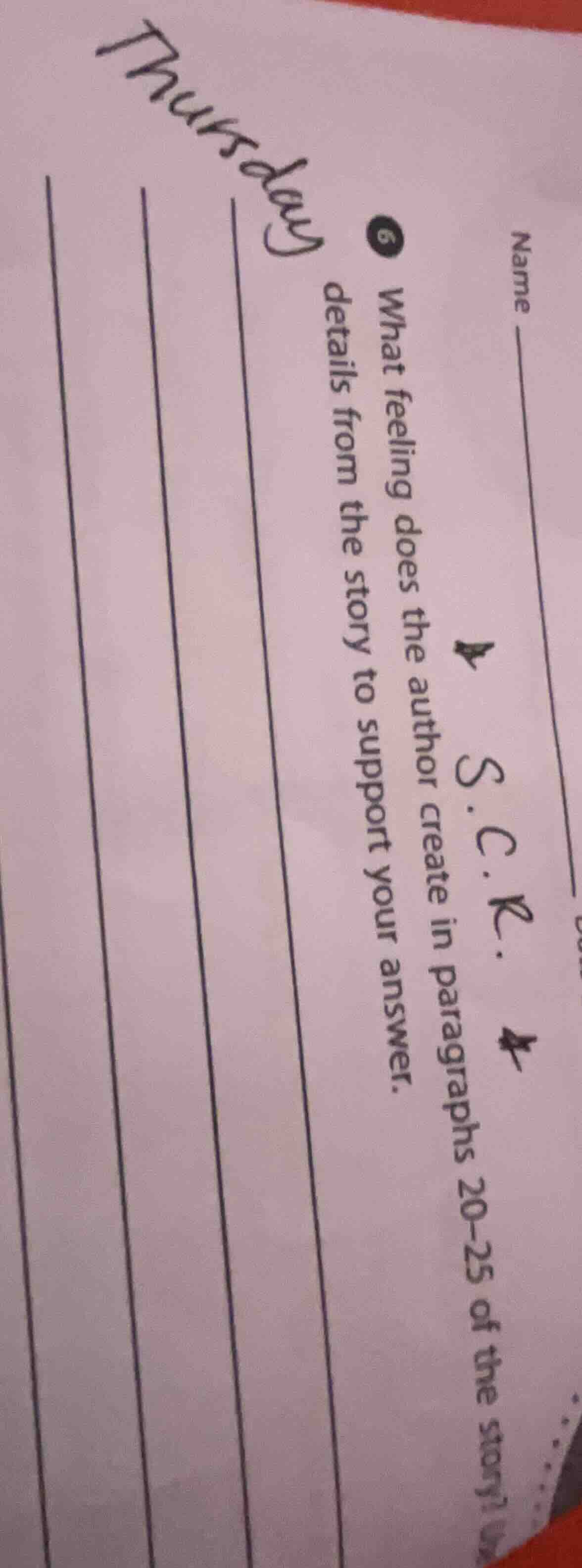 6 what feeling does the author create in paragraphs 20-25 of the story?…