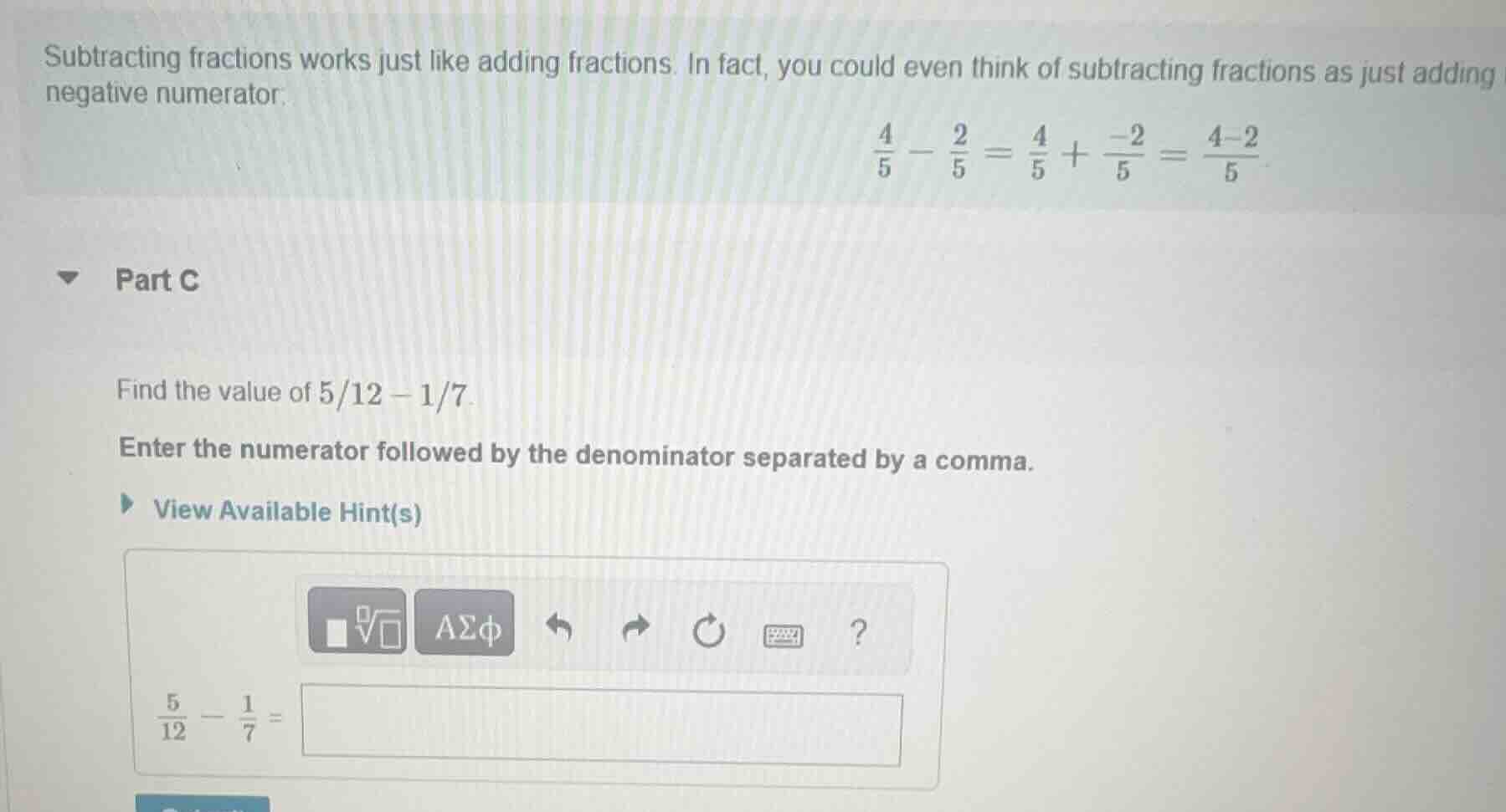 subtracting fractions works just like adding fractions. in fact, you co…