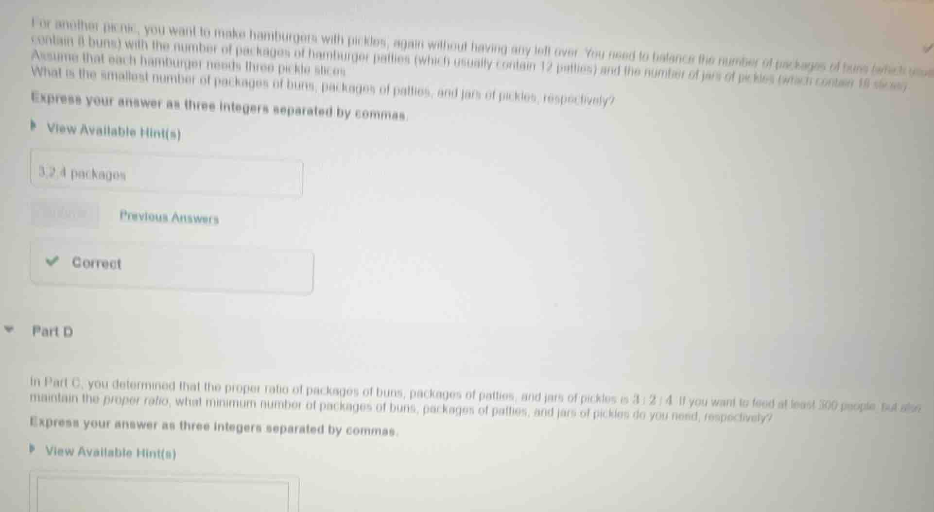 for another picnic, you want to make hamburgers with pickles, again wit…