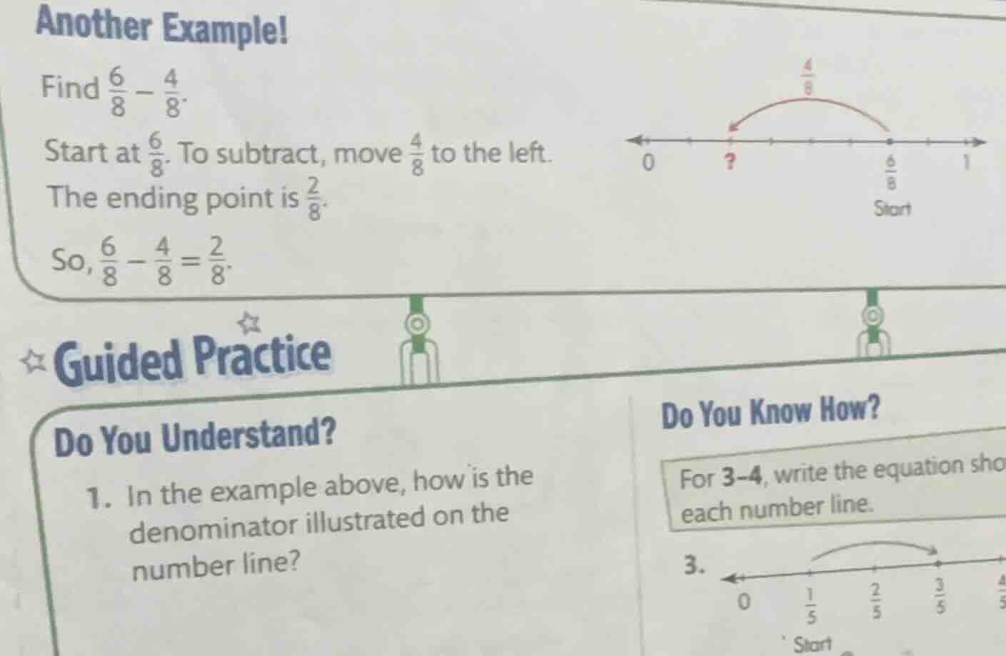 another example! find \\(\\frac{6}{8} - \\frac{4}{8}\\). start at \\(\\…