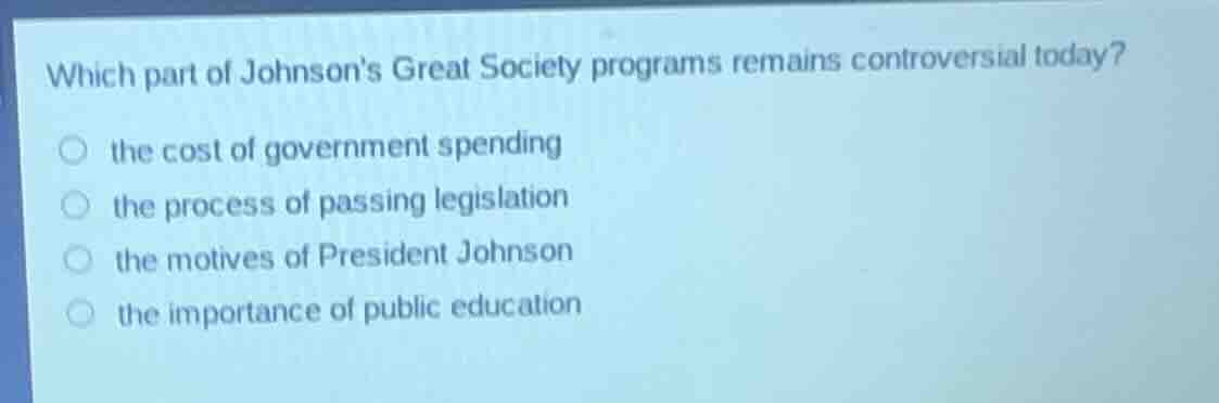 which part of johnsons great society programs remains controversial tod…