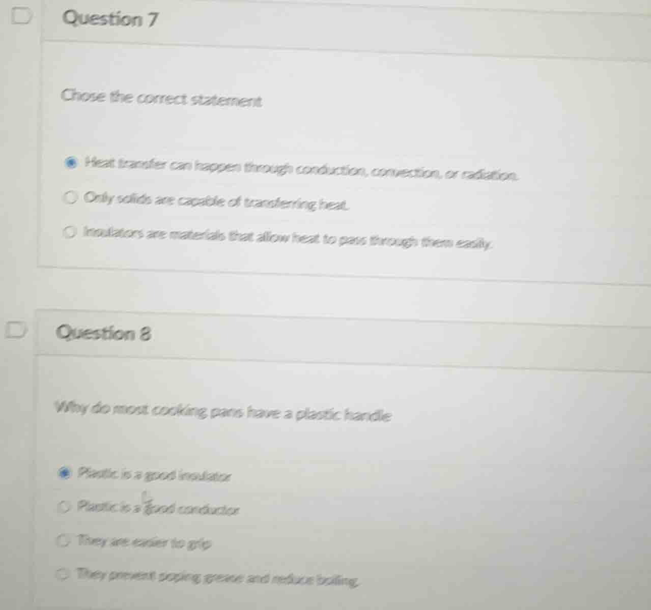 question 7 chose the correct statement - heat transfer can happen throu…