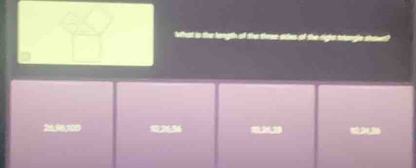 what is the length of the three sides of the right triangle shown? 20,9…