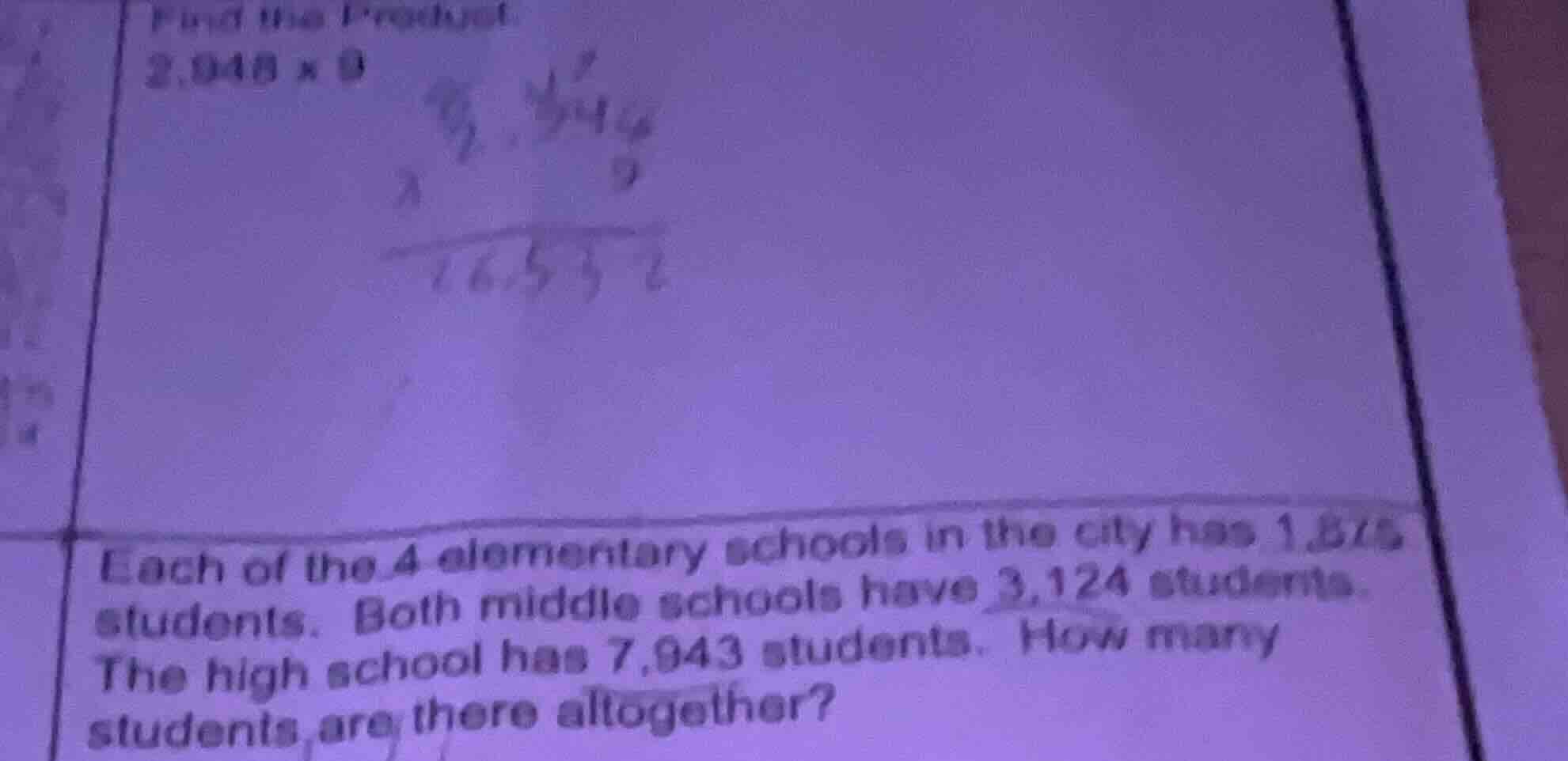 find the product 2,048 × 9 each of the 4 elementary schools in the city…