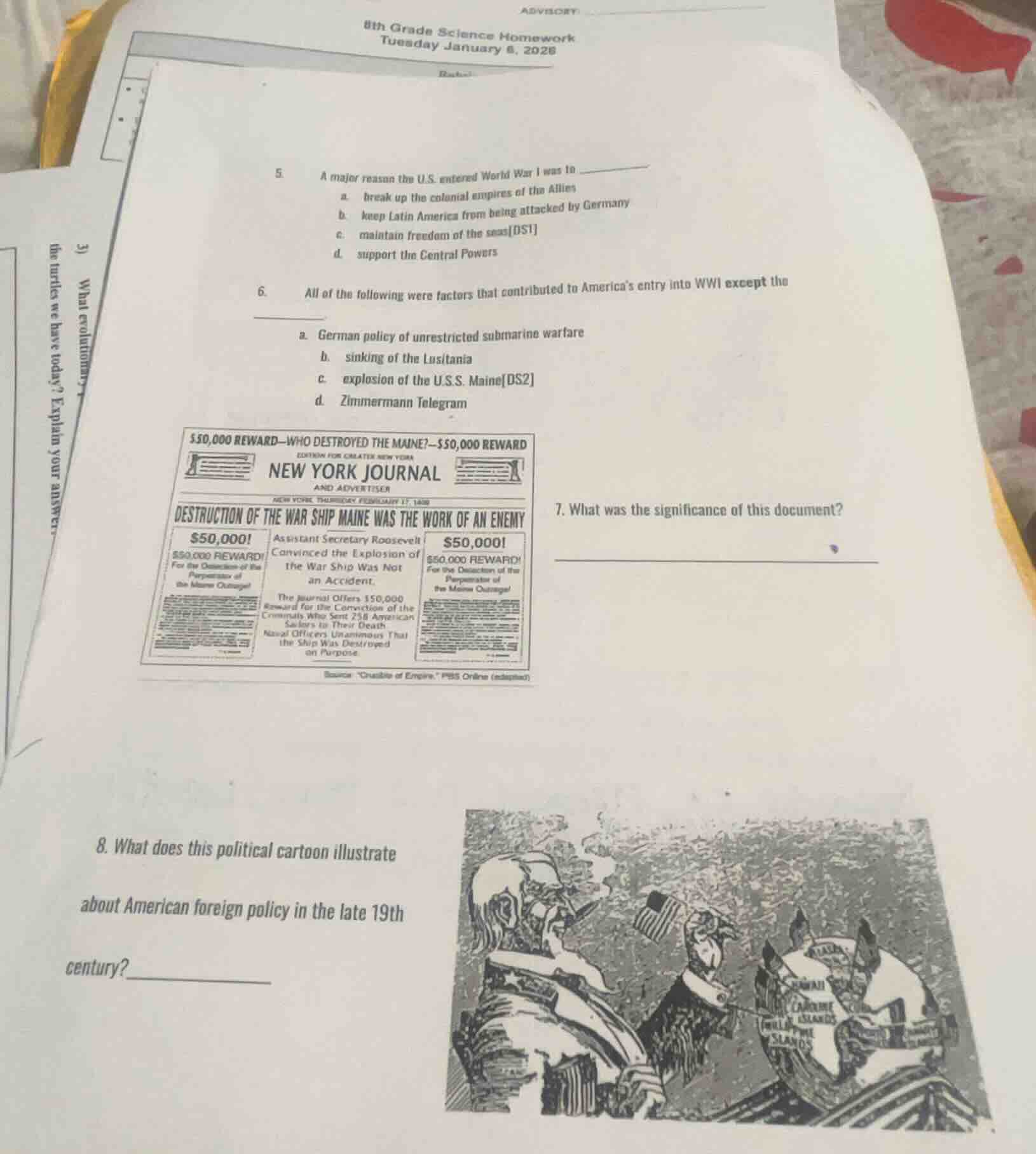 5. a major reason the u.s. entered world war i was to ______ a. break u…