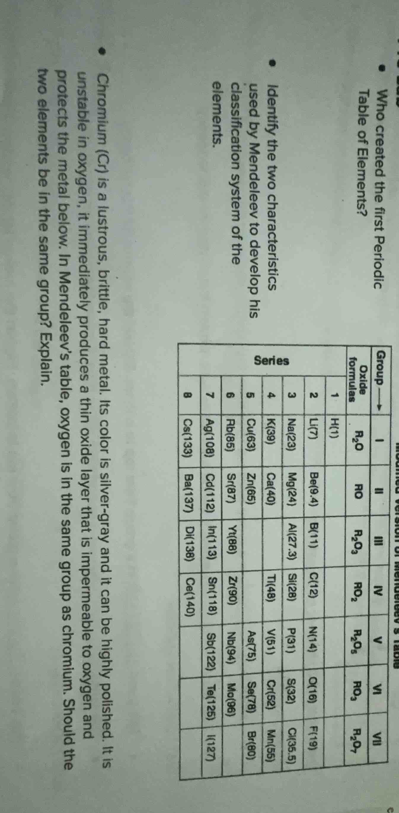 who created the first periodic table of elements? identify the two char…