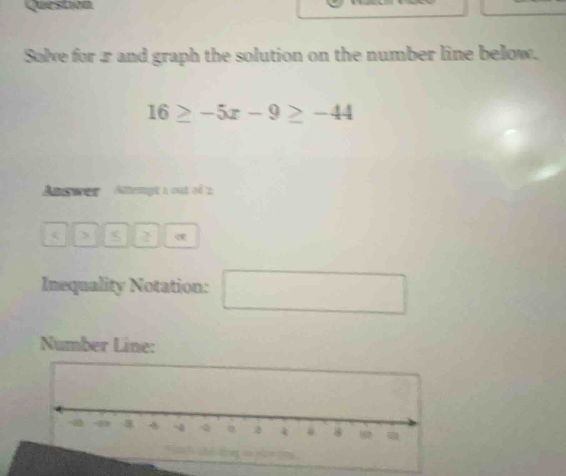 question solve for x and graph the solution on the number line below. 1…