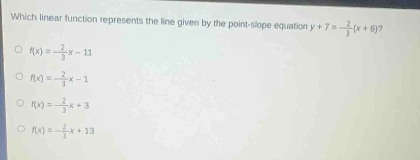 which linear function represents the line given by the point - slope eq…
