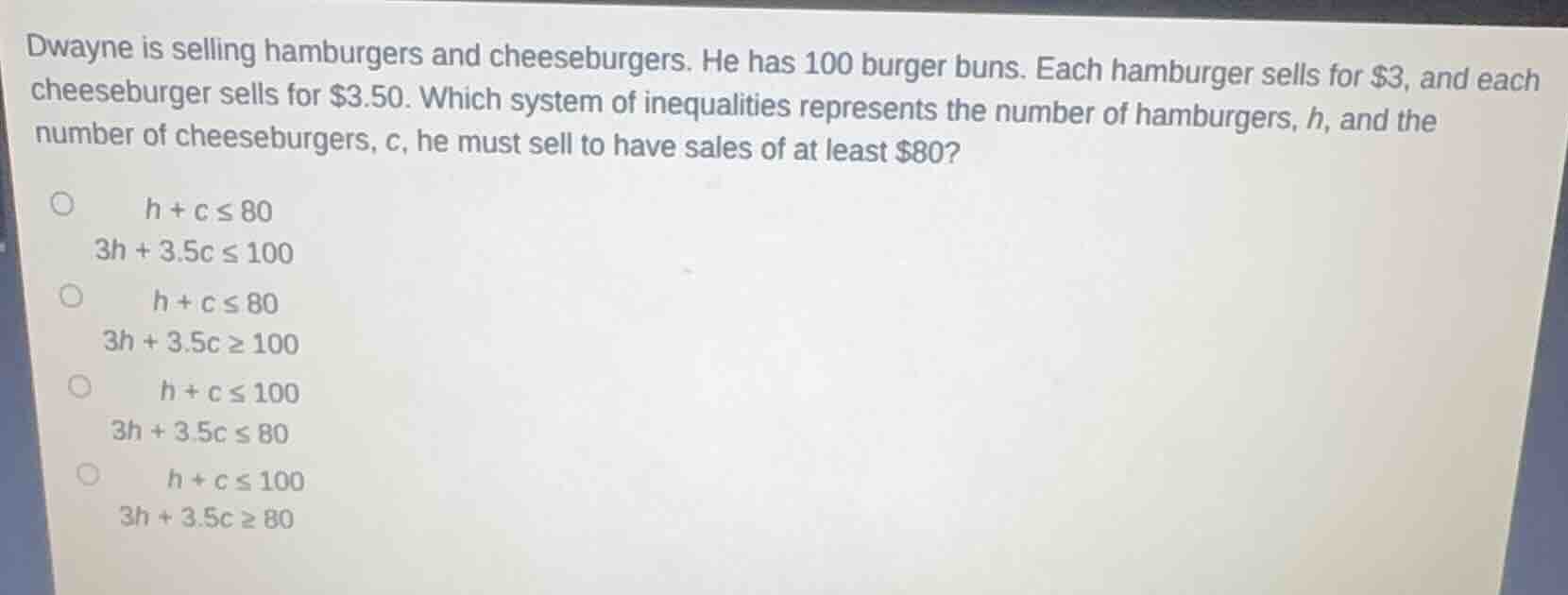dwayne is selling hamburgers and cheeseburgers. he has 100 burger buns.…