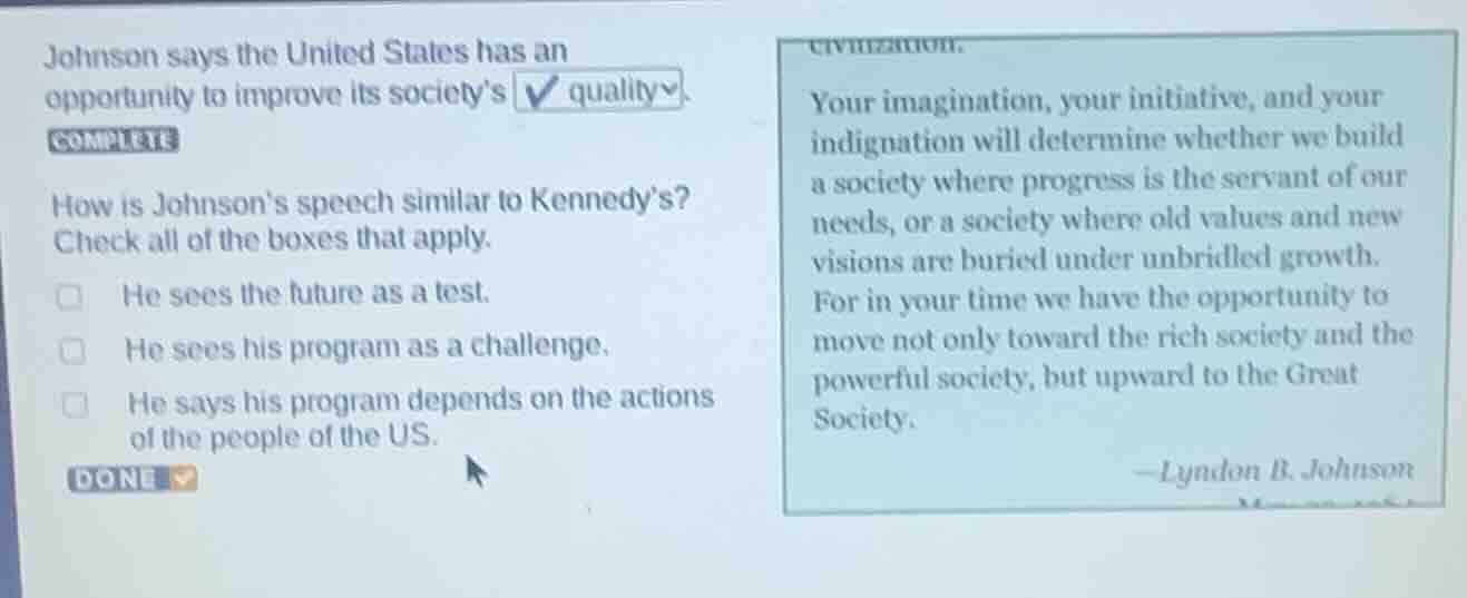 johnson says the united states has an opportunity to improve its societ…