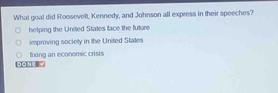 what goal did roosevelt, kennedy, and johnson all express in their spee…