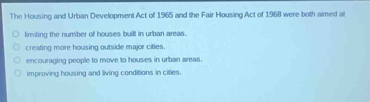 the housing and urban development act of 1965 and the fair housing act …