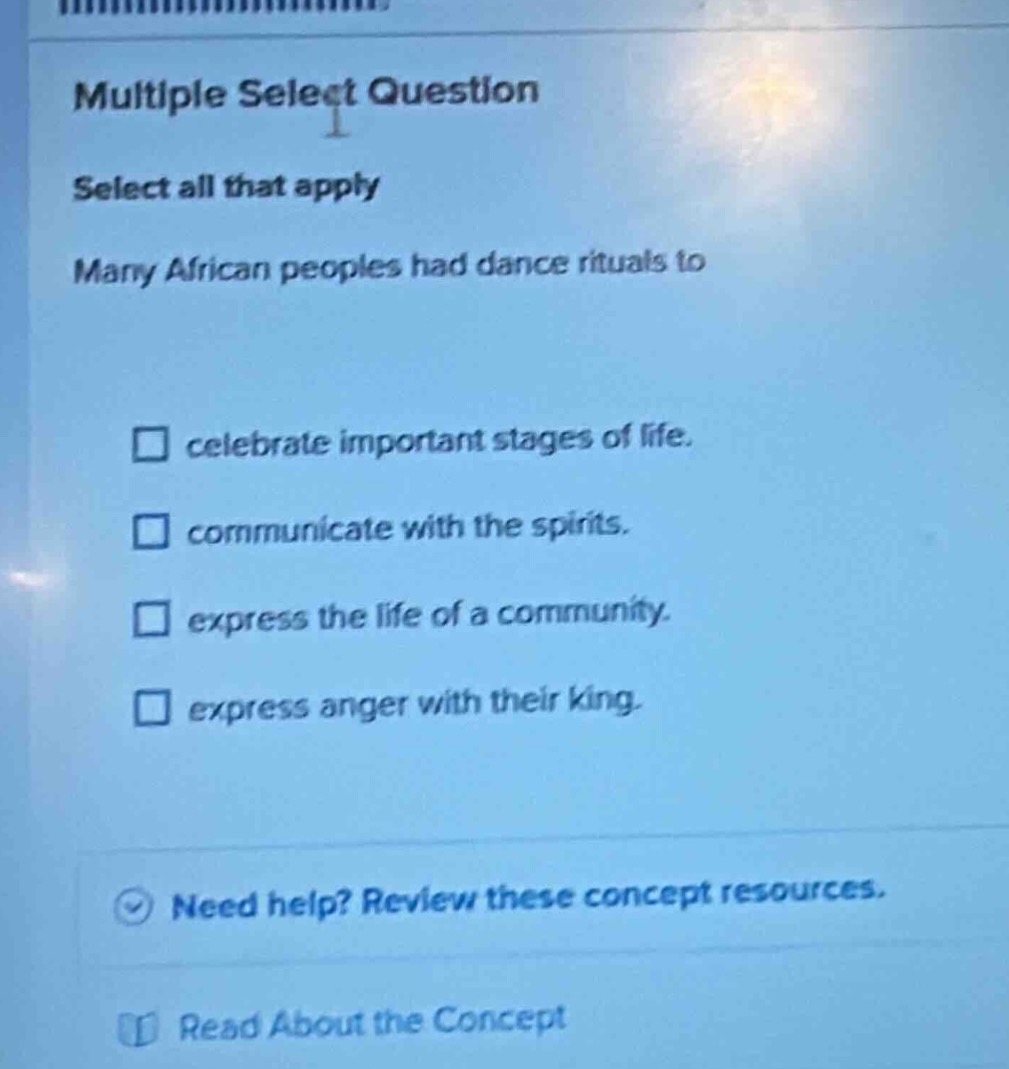 multiple select question select all that apply many african peoples had…