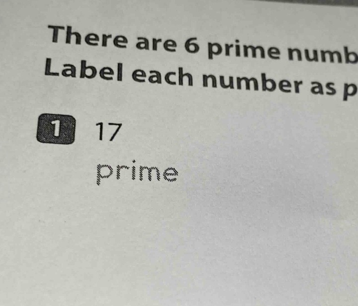 there are 6 prime numb label each number as p 1 17 prime
