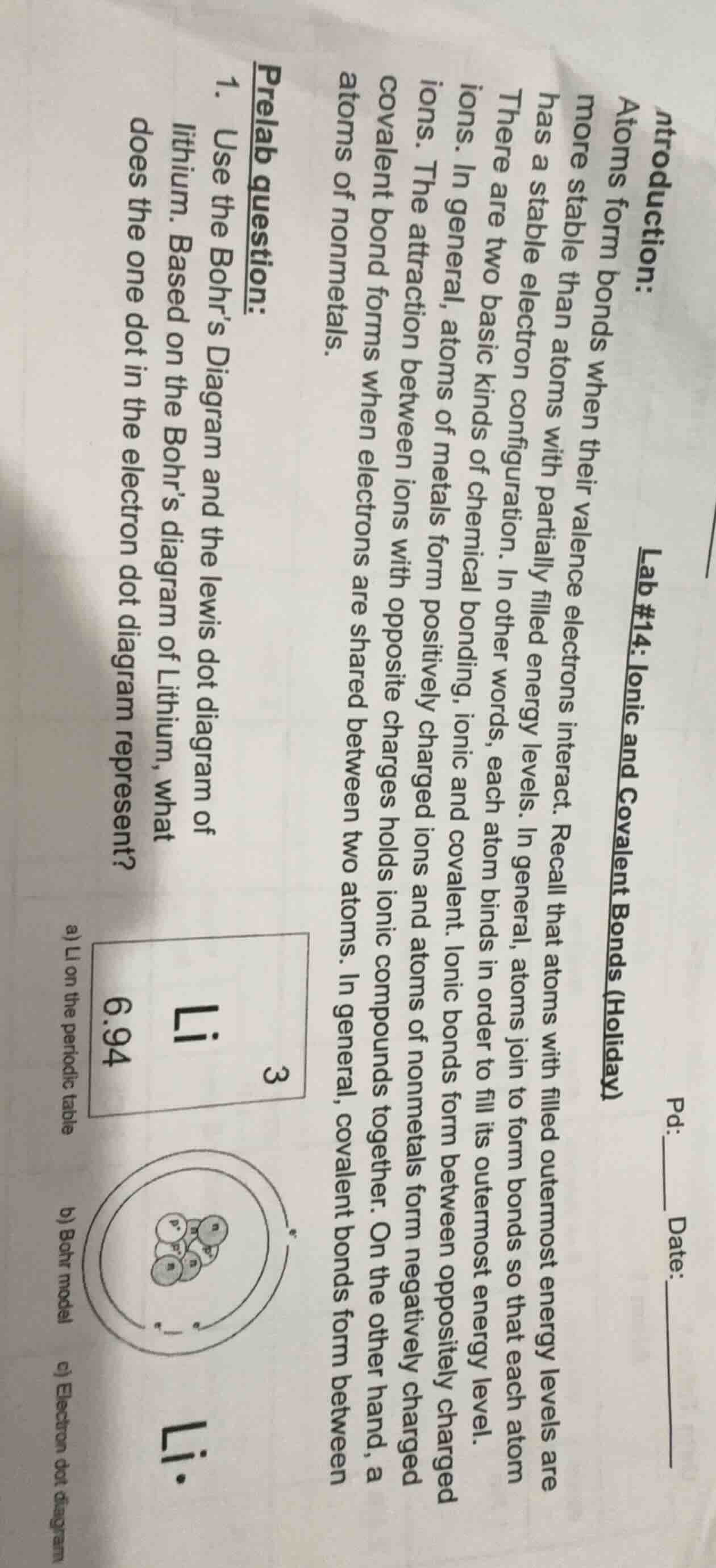 introduction: lab #14: ionic and covalent bonds (holiday) atoms form bo…