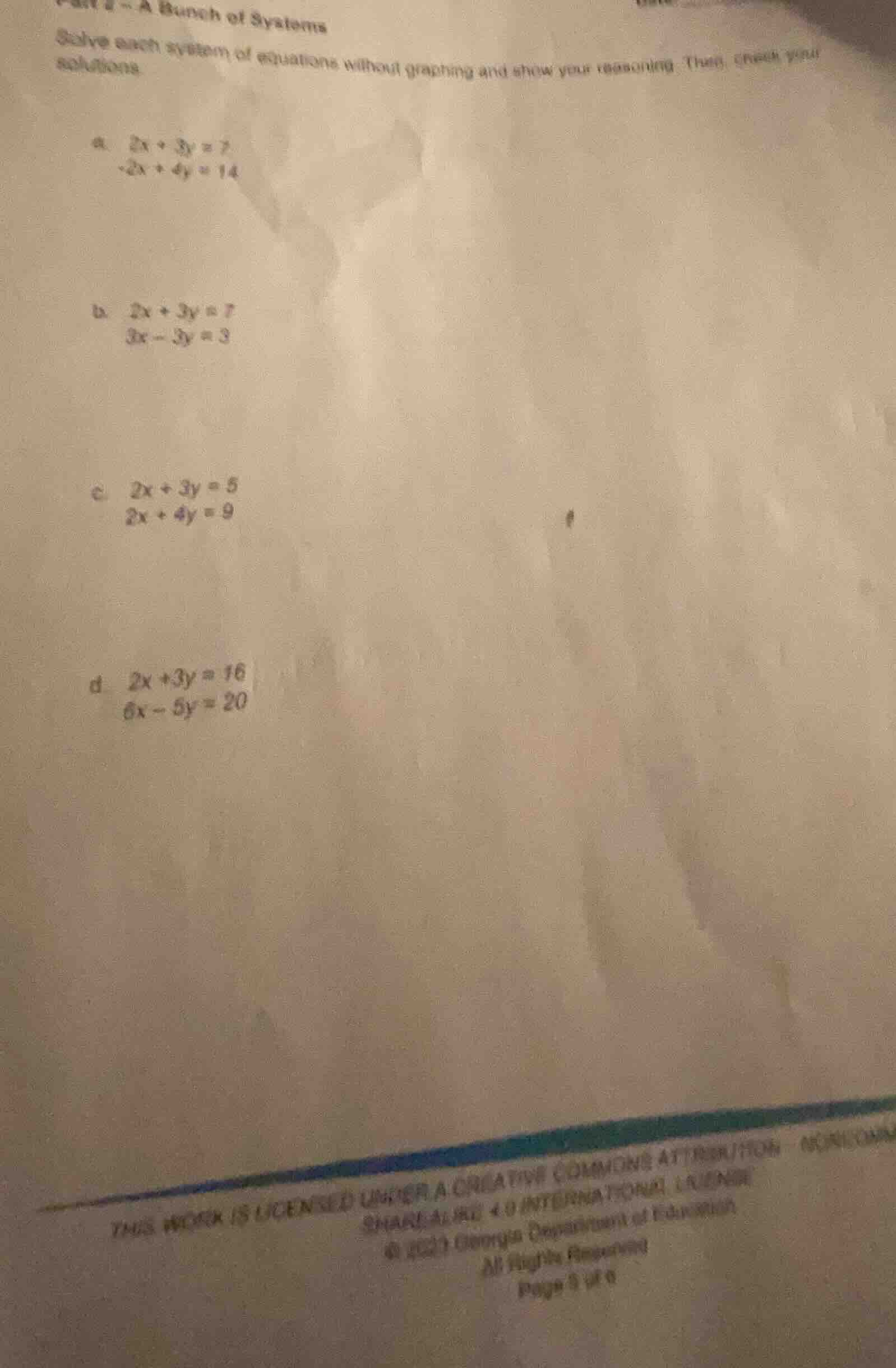 part 1 - a bunch of systems solve each system of equations without grap…