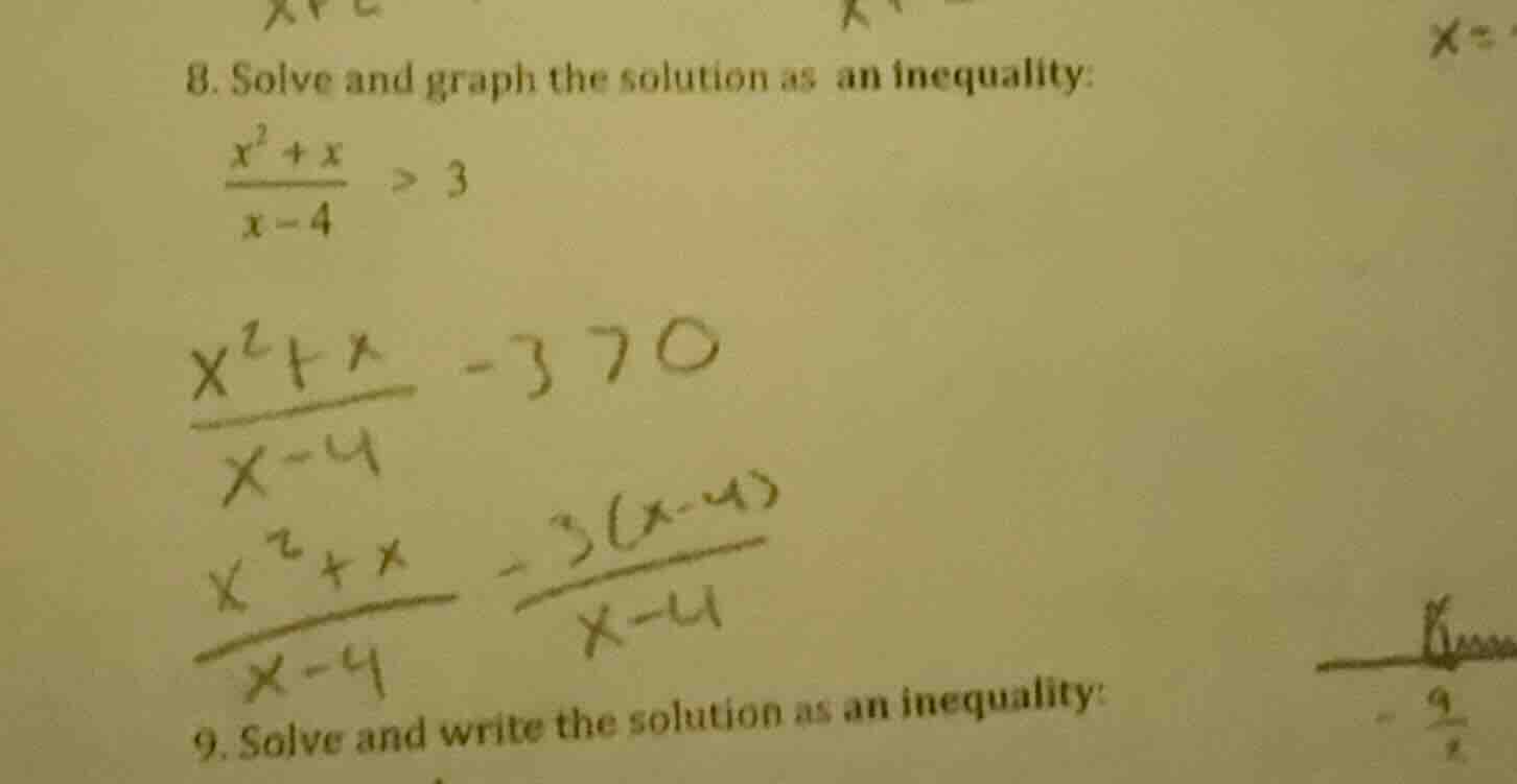 8. solve and graph the solution as an inequality: \\(\\frac{x^2 + x}{x …